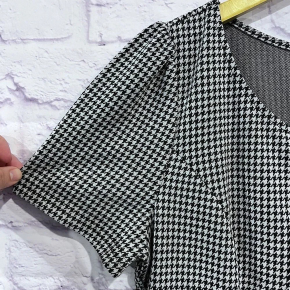 VFShow  Womens Peplum Dress‎ Size XXL Black Houndstooth Short Sleeve - Picture 5 of 13